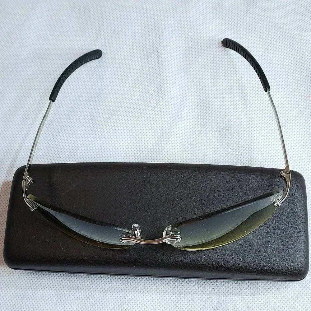 Orbit Rimless Sunglasses Classic Eye Protection UV Metal Gradient color lenses